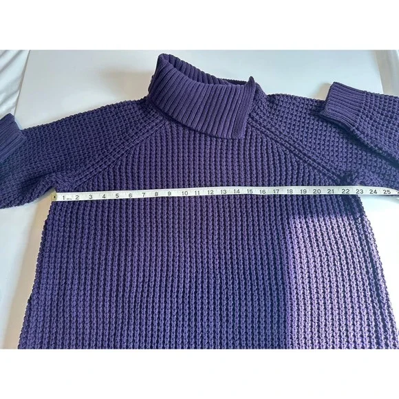 Lands End Purple Chunky Cable Knit Cowlneck Sweater Womens XL - Picture 7 of 7